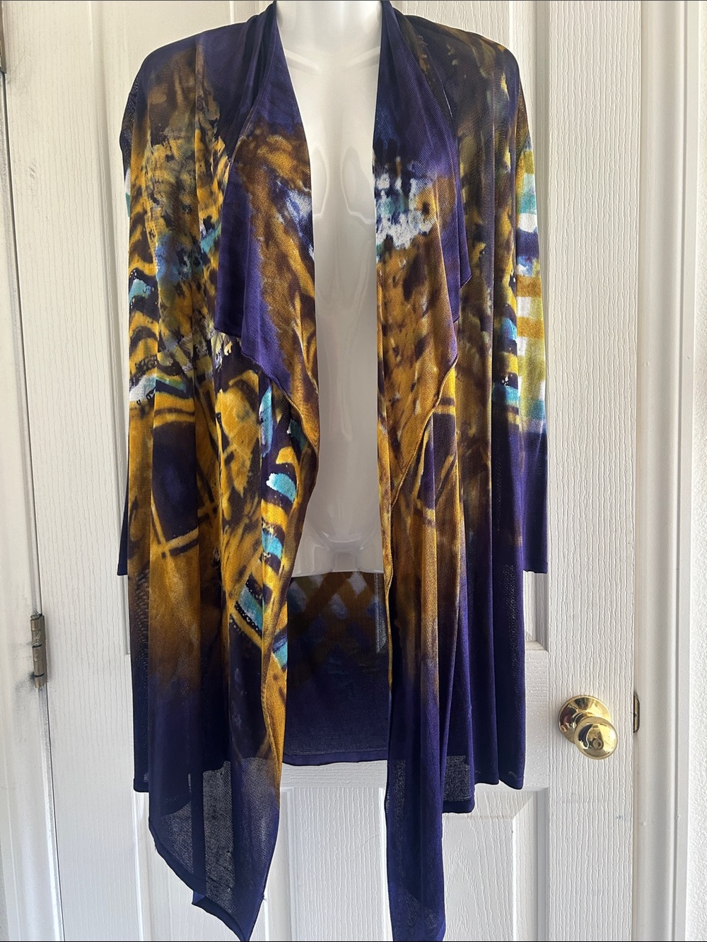 Adore Open Front Draped Cardigan in Navy, Gold, Teal